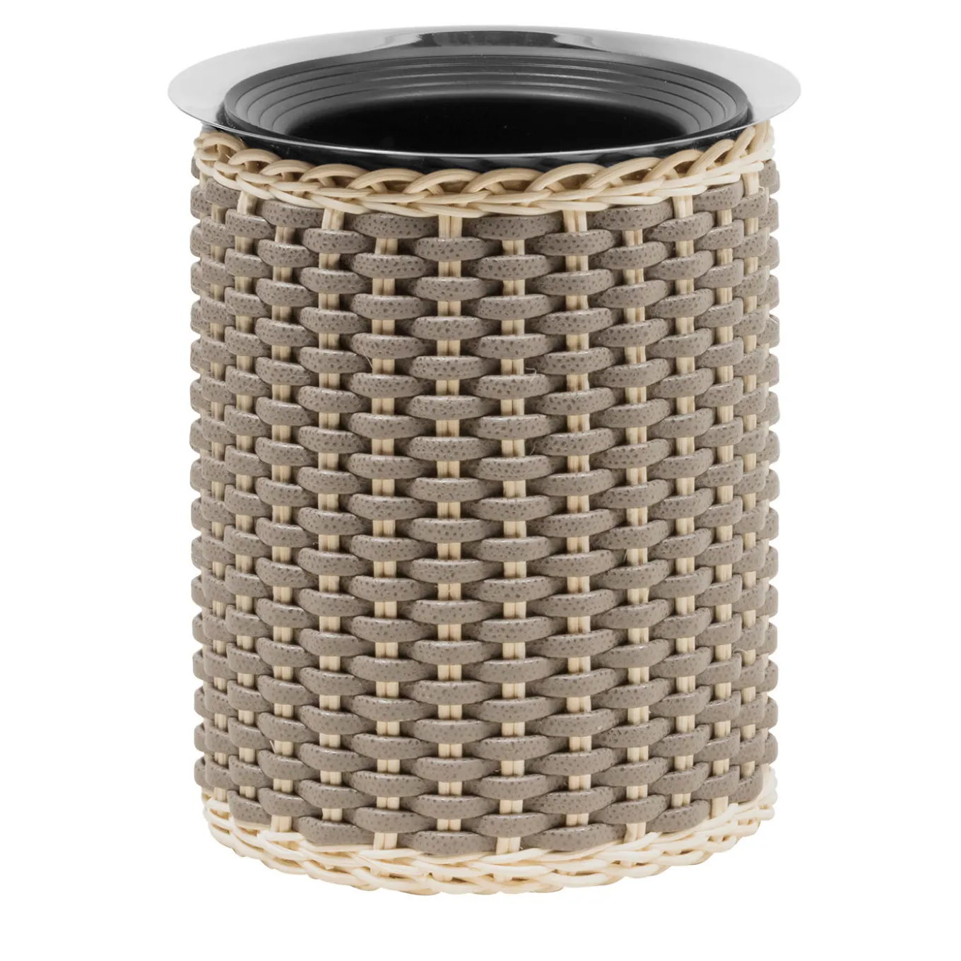 Guimet Beige Leather & Rattan Bottle Cooler