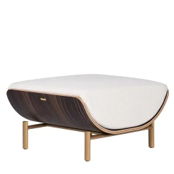 Haima' White Bouclé Pouf