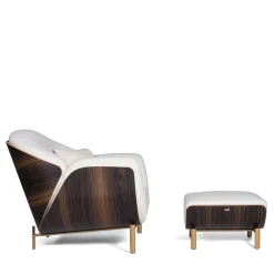 Haima' White Bouclé Pouf