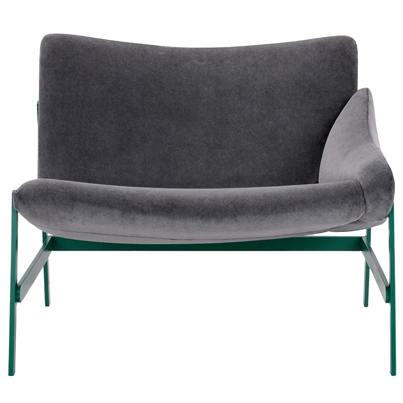 Hammock Dark-Gray Velvet & Green Lounge Chair by Debonademeo Studio