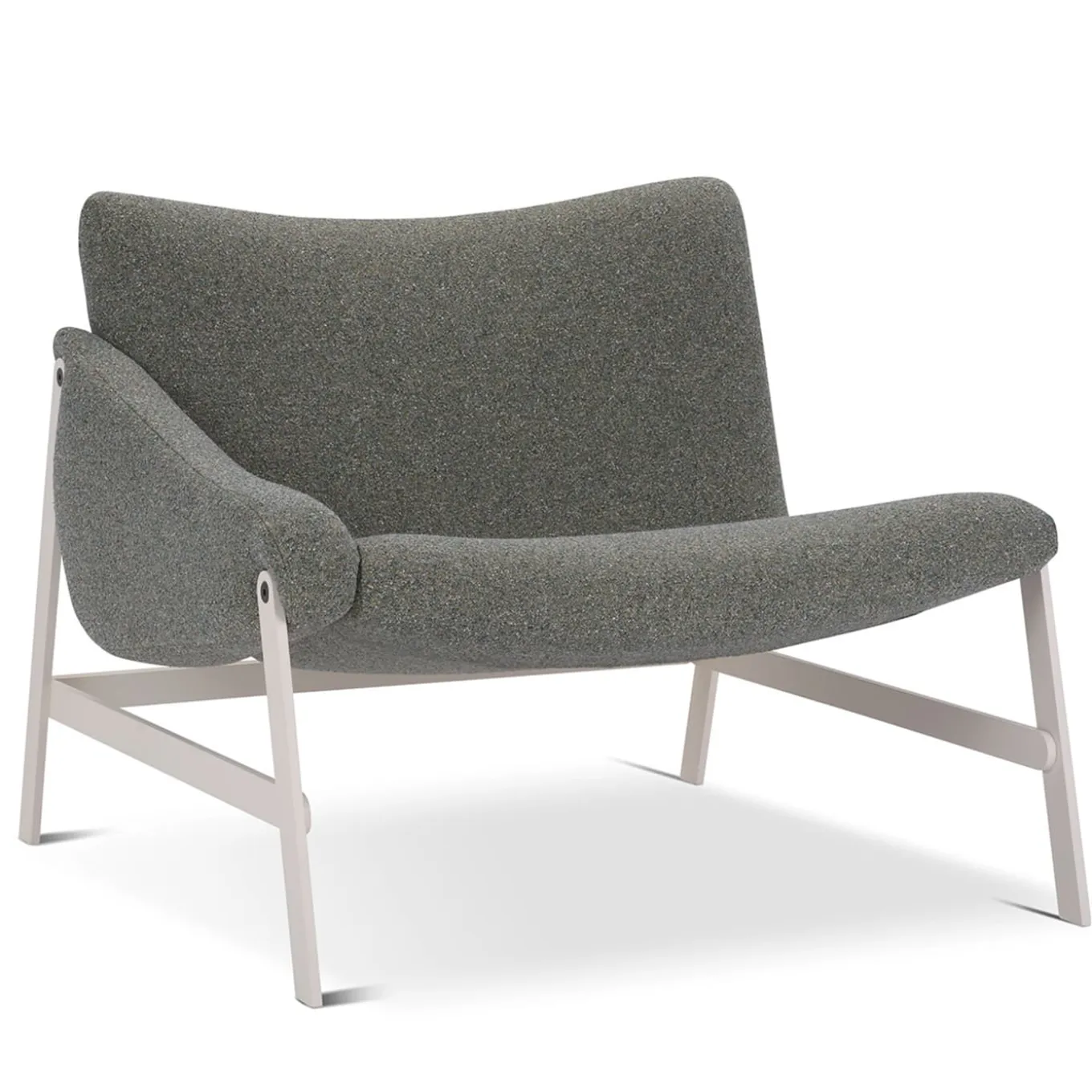 Hammock Gray & White Bouclé Lounge Chair with Armrest by Debonademeo