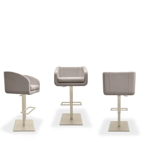 Hanami Adjustable Metal Bar Stool Leather Seat