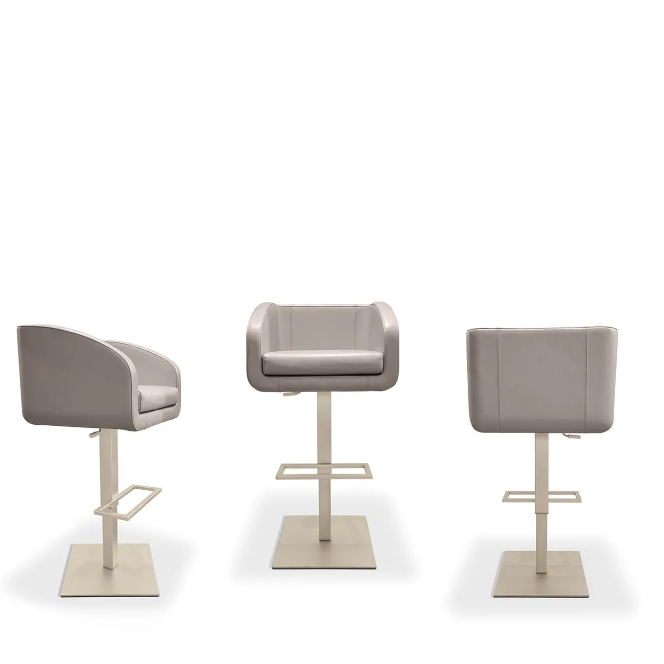 Hanami Adjustable Metal Bar Stool Leather Seat