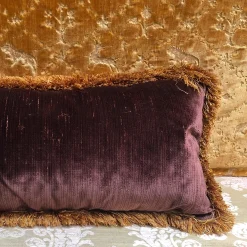 Handmade Turtle Velvet Cushion with Marabou Trim