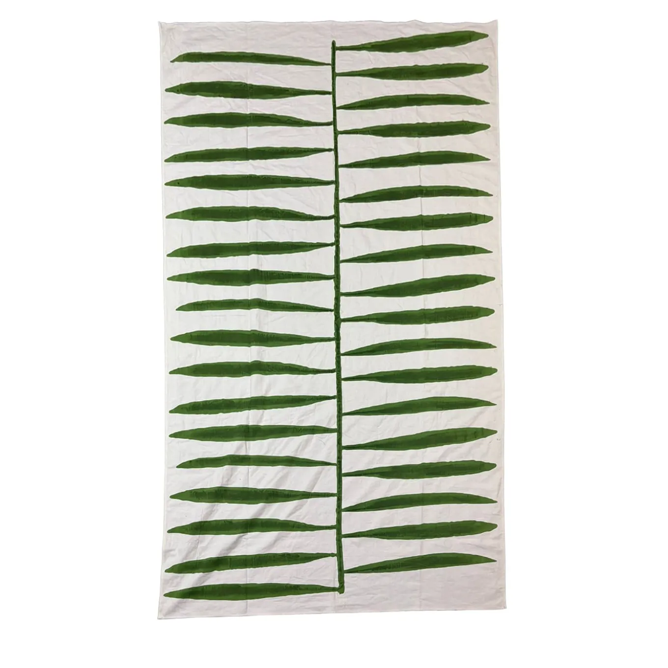 Hand-Painted Green Cotton Tablecloth