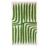 Hand-Painted Green Stripes Cotton Tablecloth