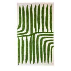 Hand-Painted Green Stripes Cotton Tablecloth