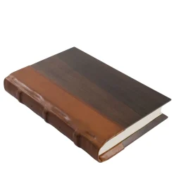 Hand-sewn Leather Spine and Antique Wood Book