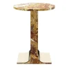 Hani Orange Marble With Gold Finish Metal Structure Side Table
