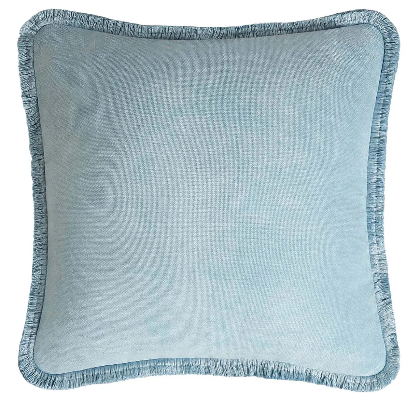 Happy Soft Velvet Light Blue Cushion