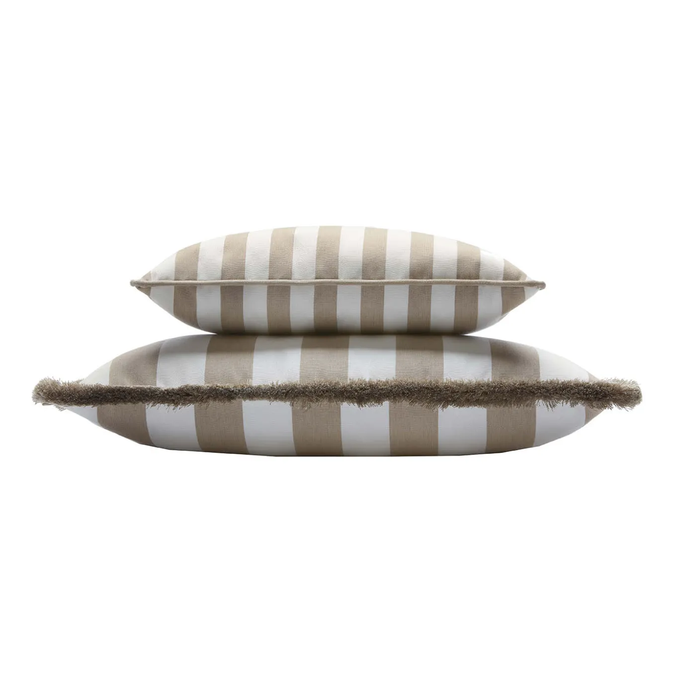 Happy Striped White and Beige Outdoor Pillow