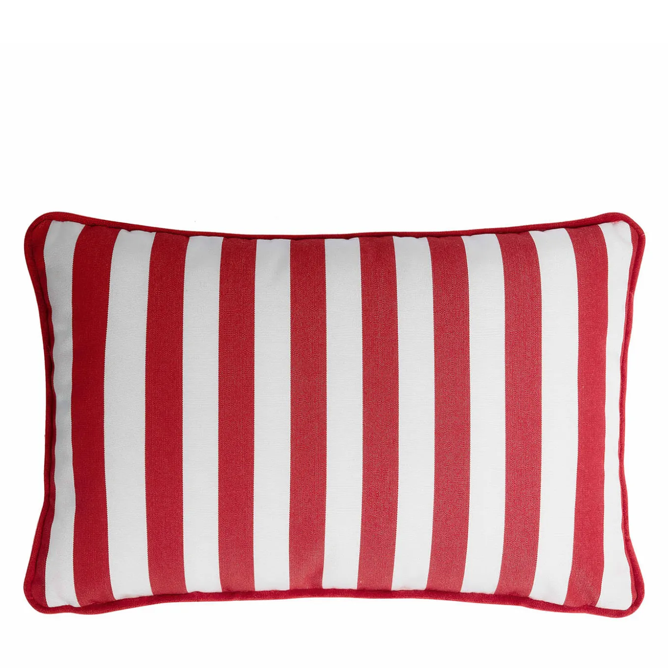 Happy Striped White and Red Outdoor Pillow