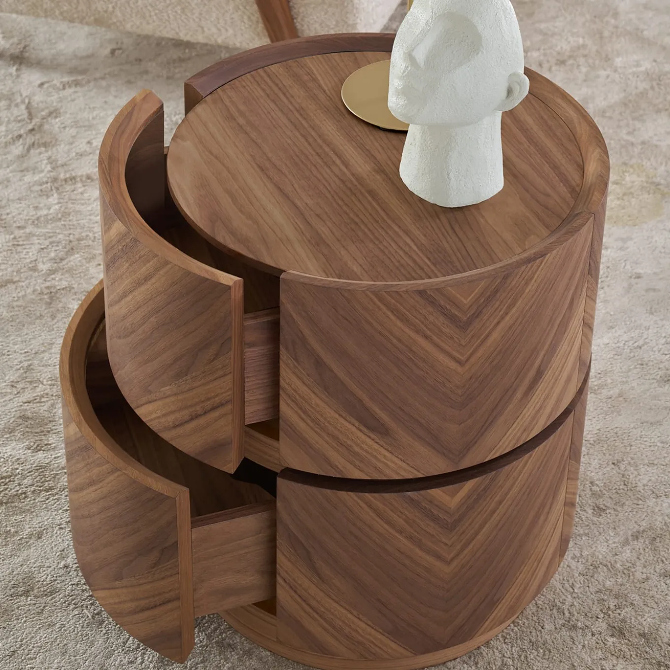 Haribo Nightstand in Walnut Canaletto with Two Drawers