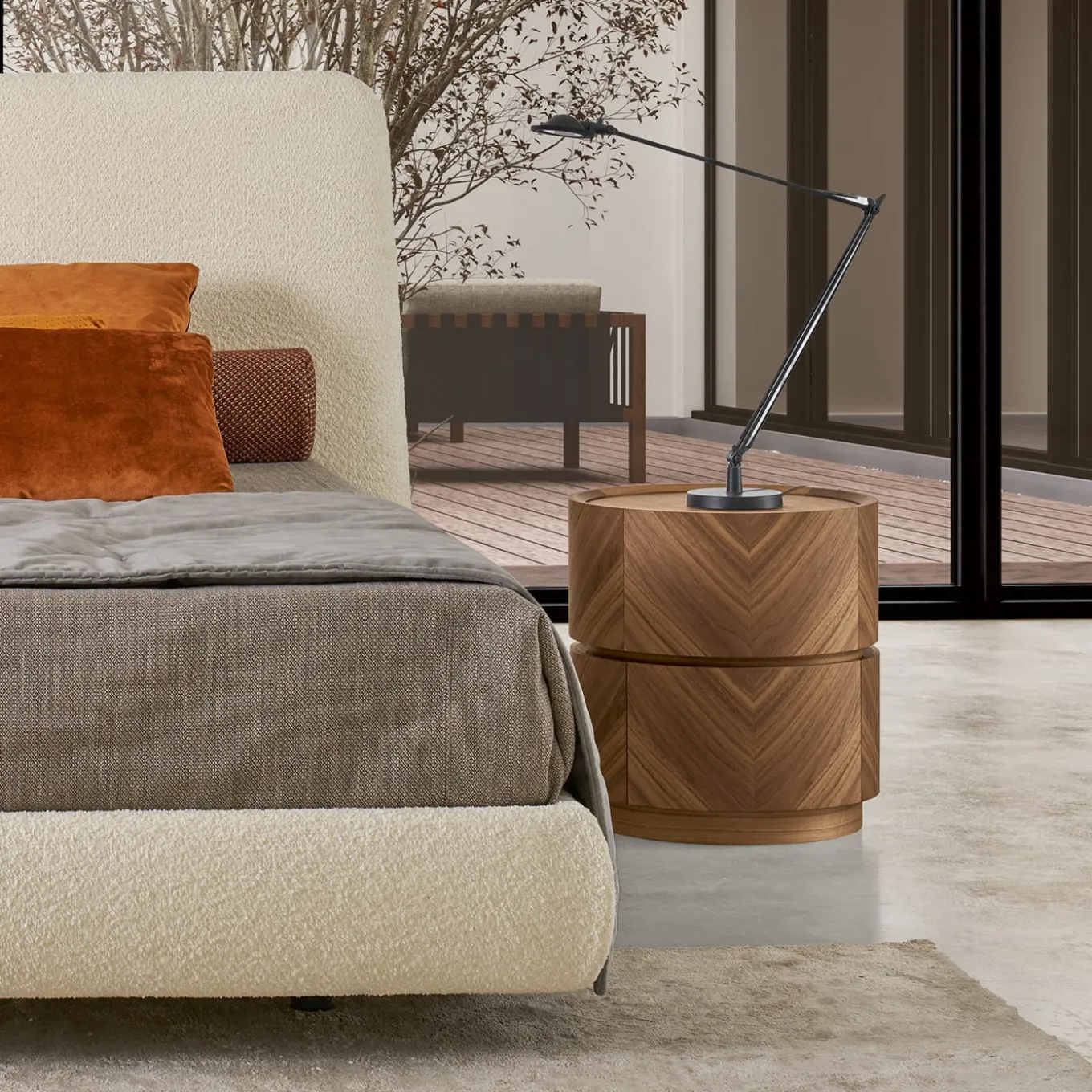 Haribo Nightstand in Walnut Canaletto with Two Drawers