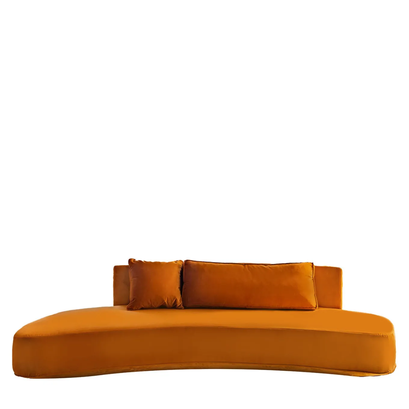 Harlem Curved Orange fabric with Cushions Sofa