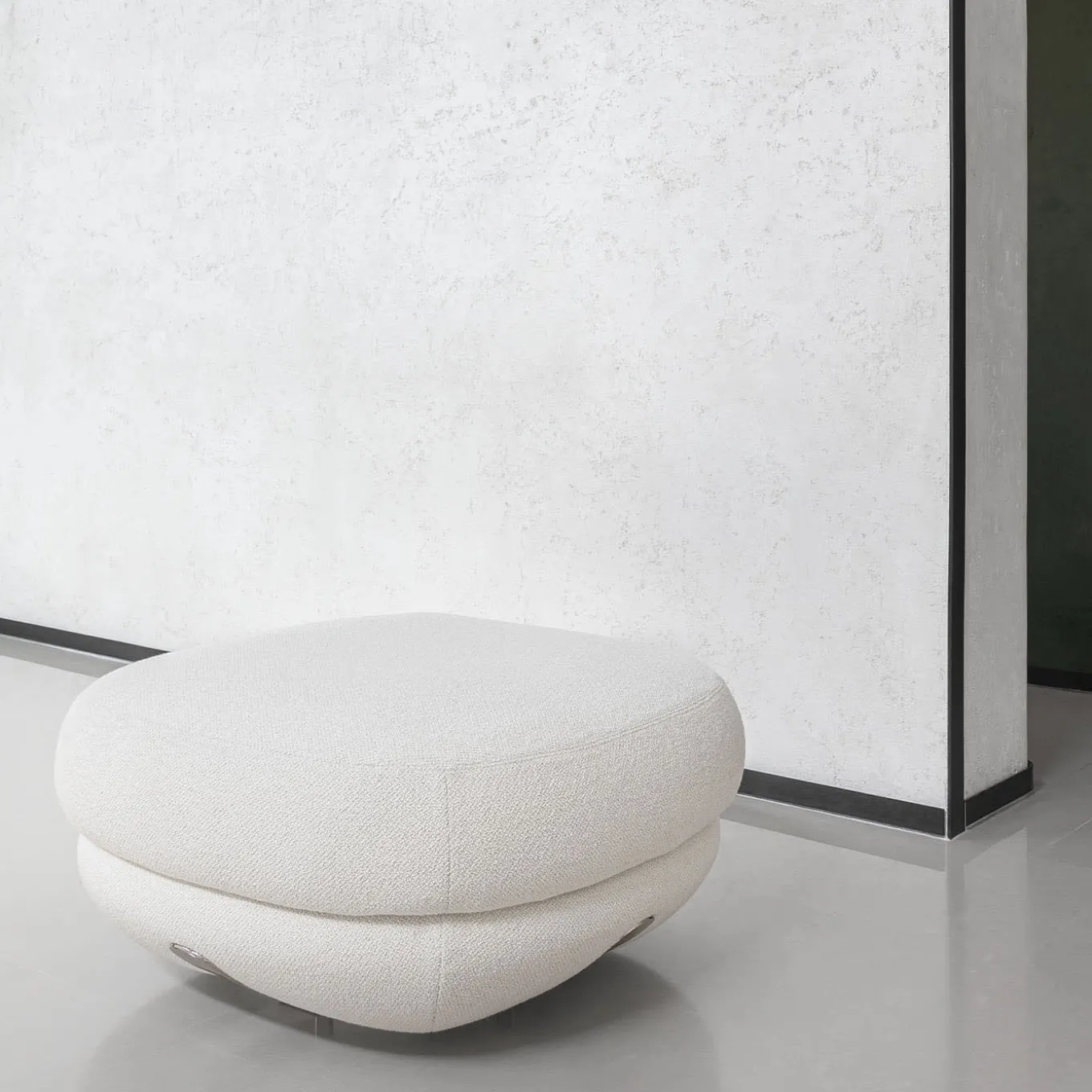 Harold White Fabric Small Ottoman by Pulina Exclusive Interiors