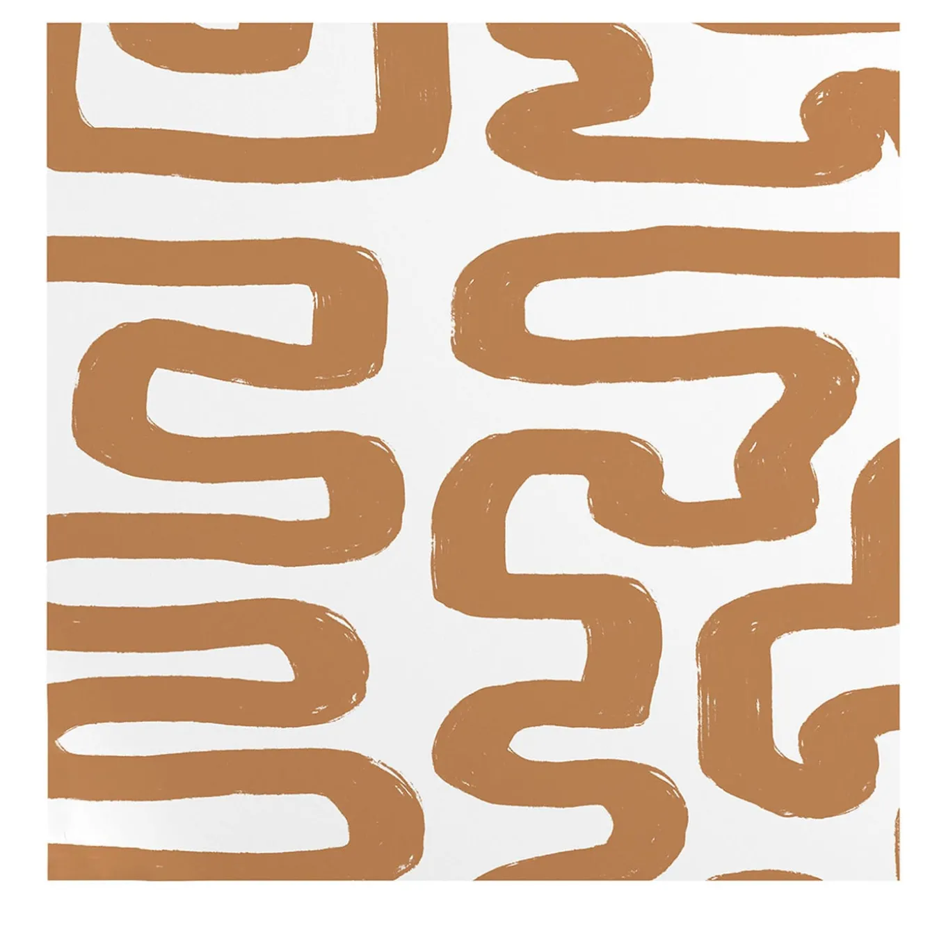 Hazelnut and White Neutral Tones Labyrinth Pattern Boho Wallpaper