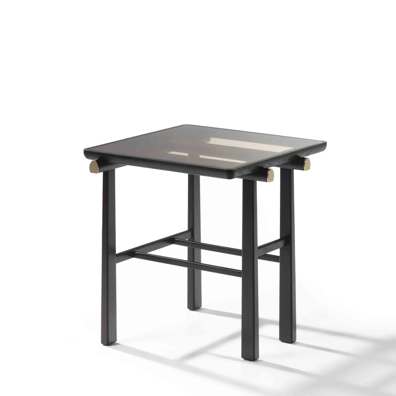 Heiko Black Wood & Glass Side Table