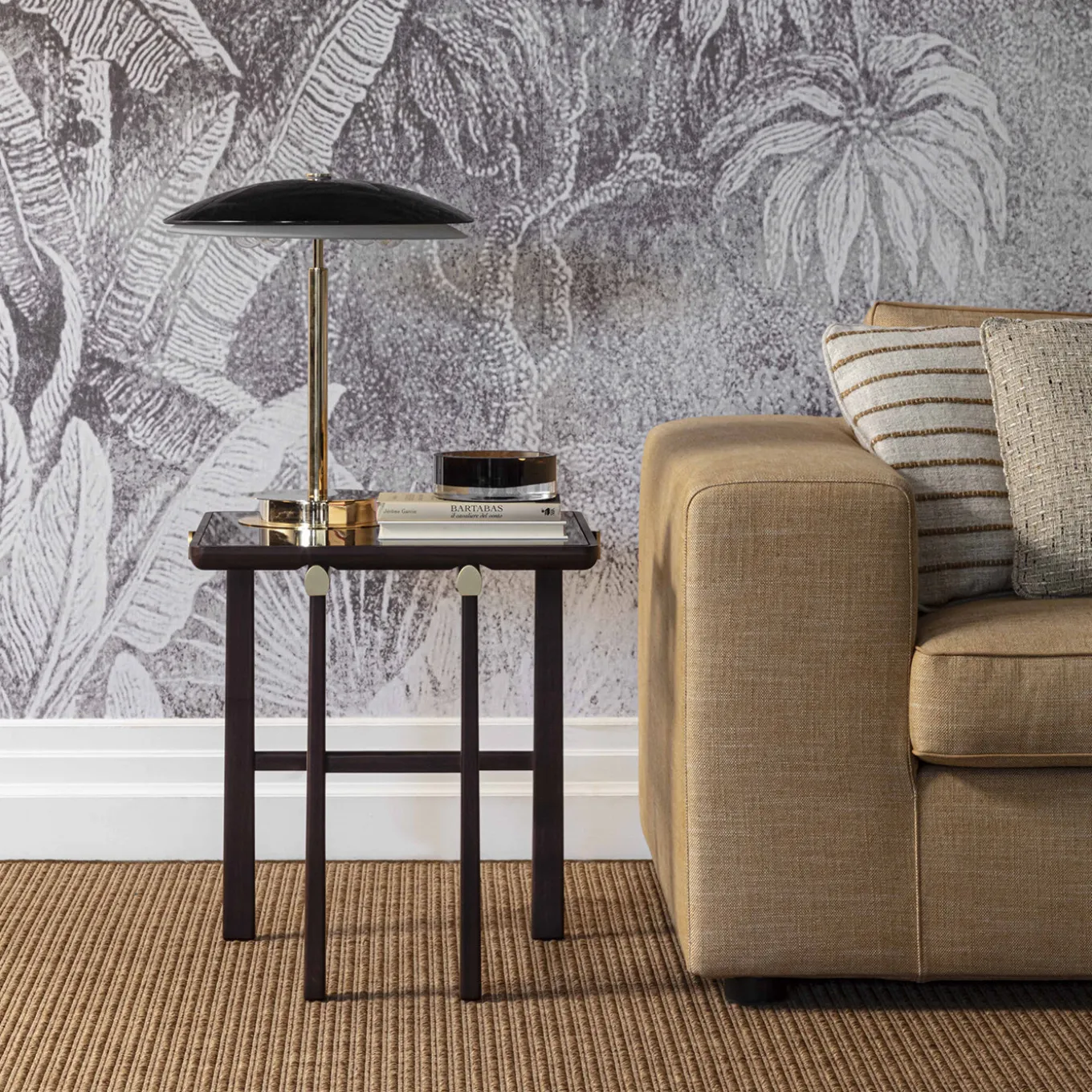 Heiko Black Wood & Glass Side Table