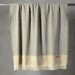 Hela Fringed Light-Gray & Beige Blanket