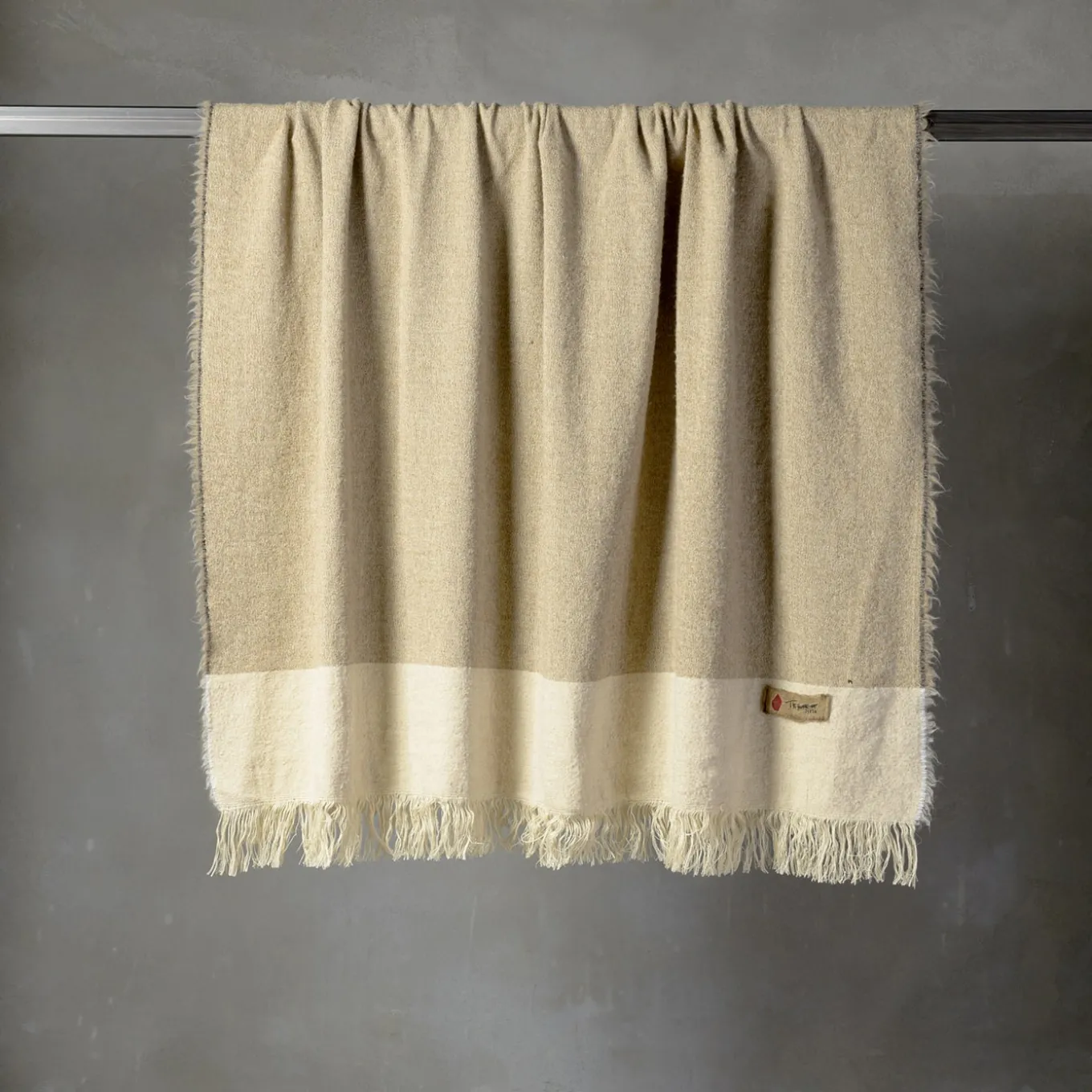 Hela Fringed Sand & Beige Blanket
