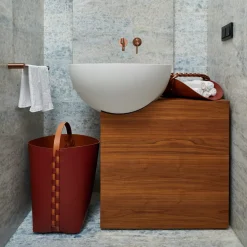 Helena Bordeaux and Cognac Leather Basket