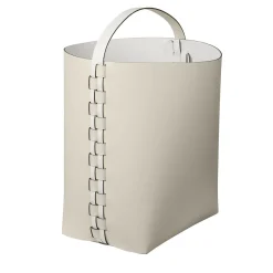 Helena Panna Cotta And White Leather Basket