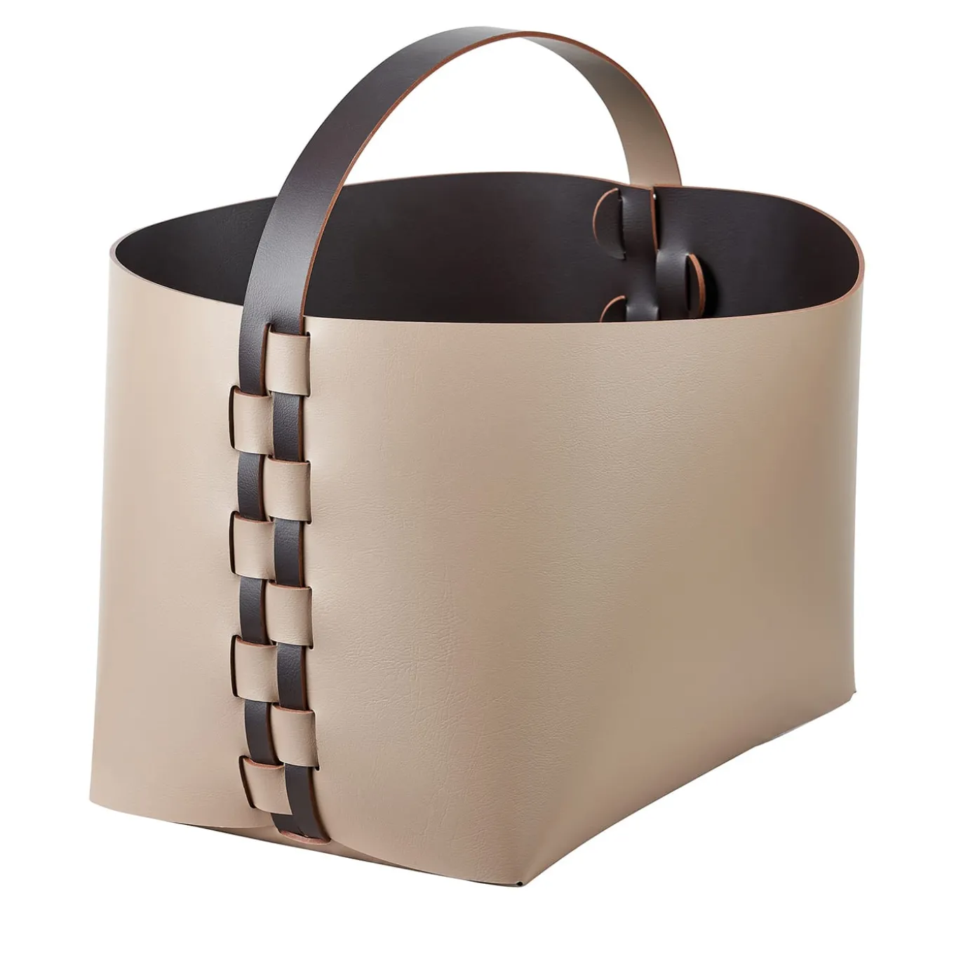 Helena Small Cappuccino and Chocolate Leather Basket