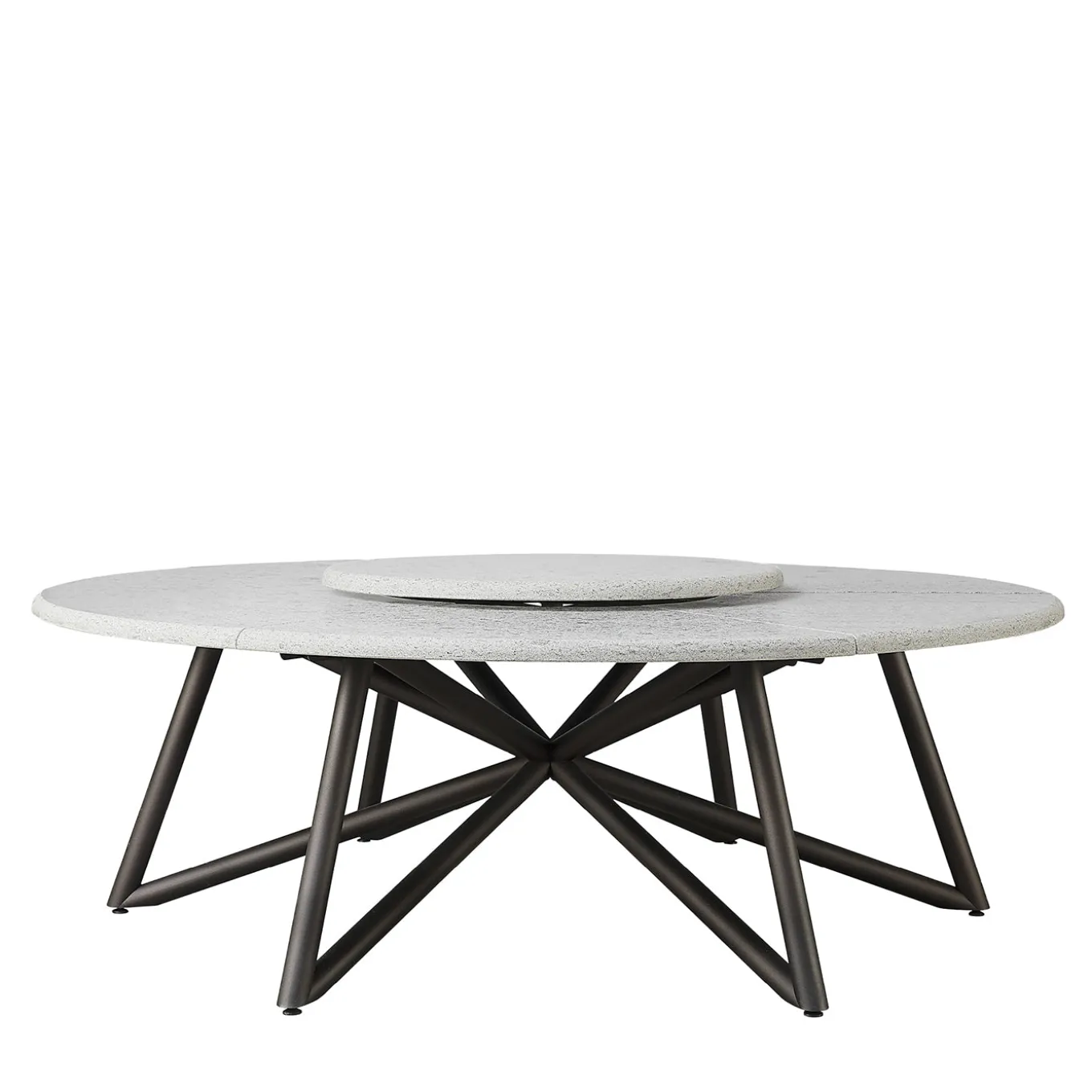 Hermu 230 gray peperino stone and brown steel Outdoor Dining Table