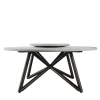 Hermu 180 Gray Peperino Stone Outdoor Dining Table