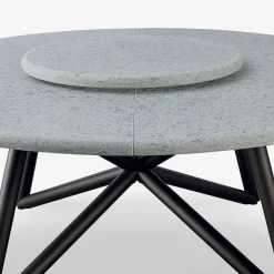 Hermu 180 Gray Peperino Stone Outdoor Dining Table