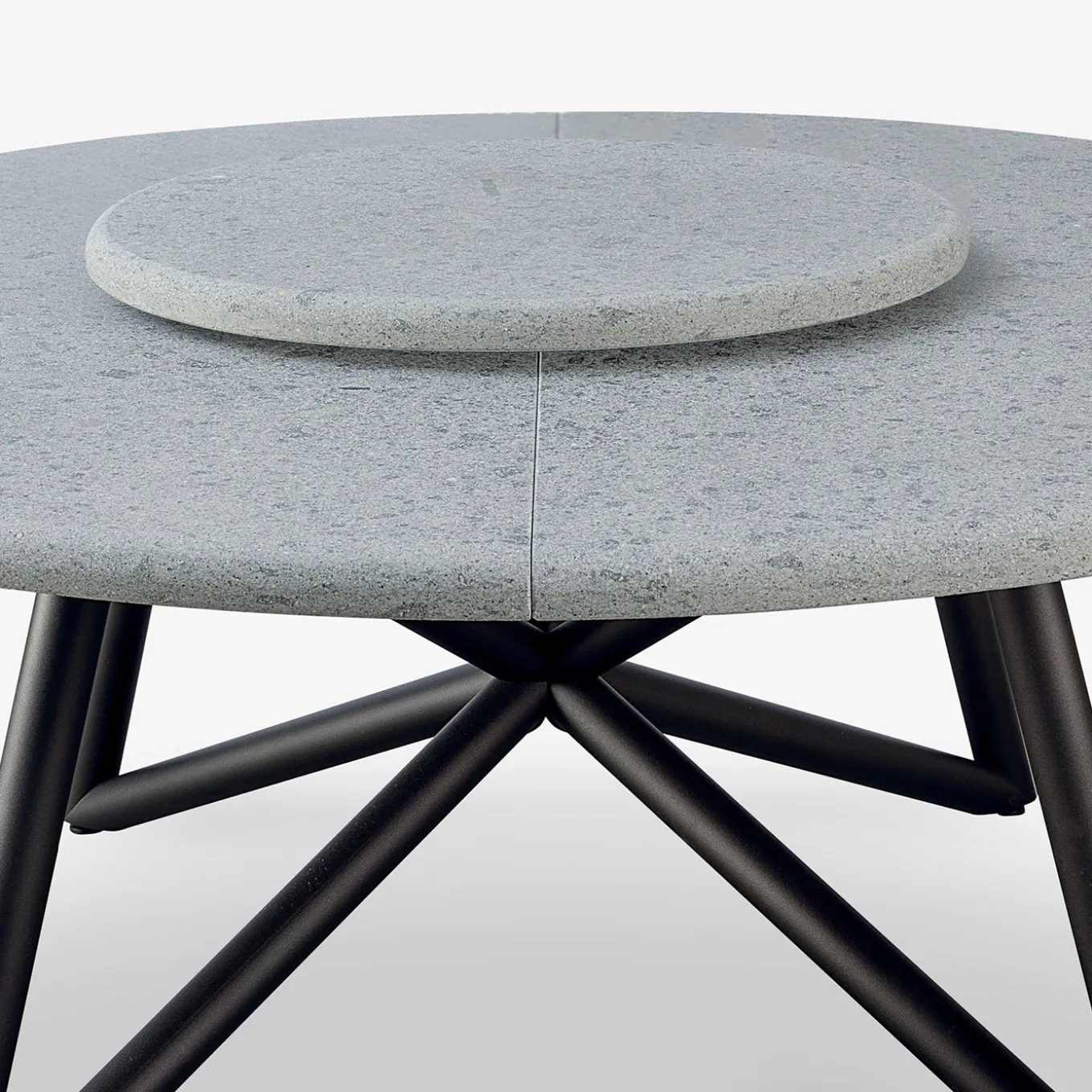 Hermu 180 Gray Peperino Stone Outdoor Dining Table