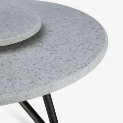 Hermu 180 Gray Peperino Stone Outdoor Dining Table