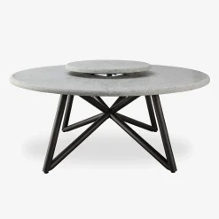 Hermu 180 Gray Peperino Stone Outdoor Dining Table