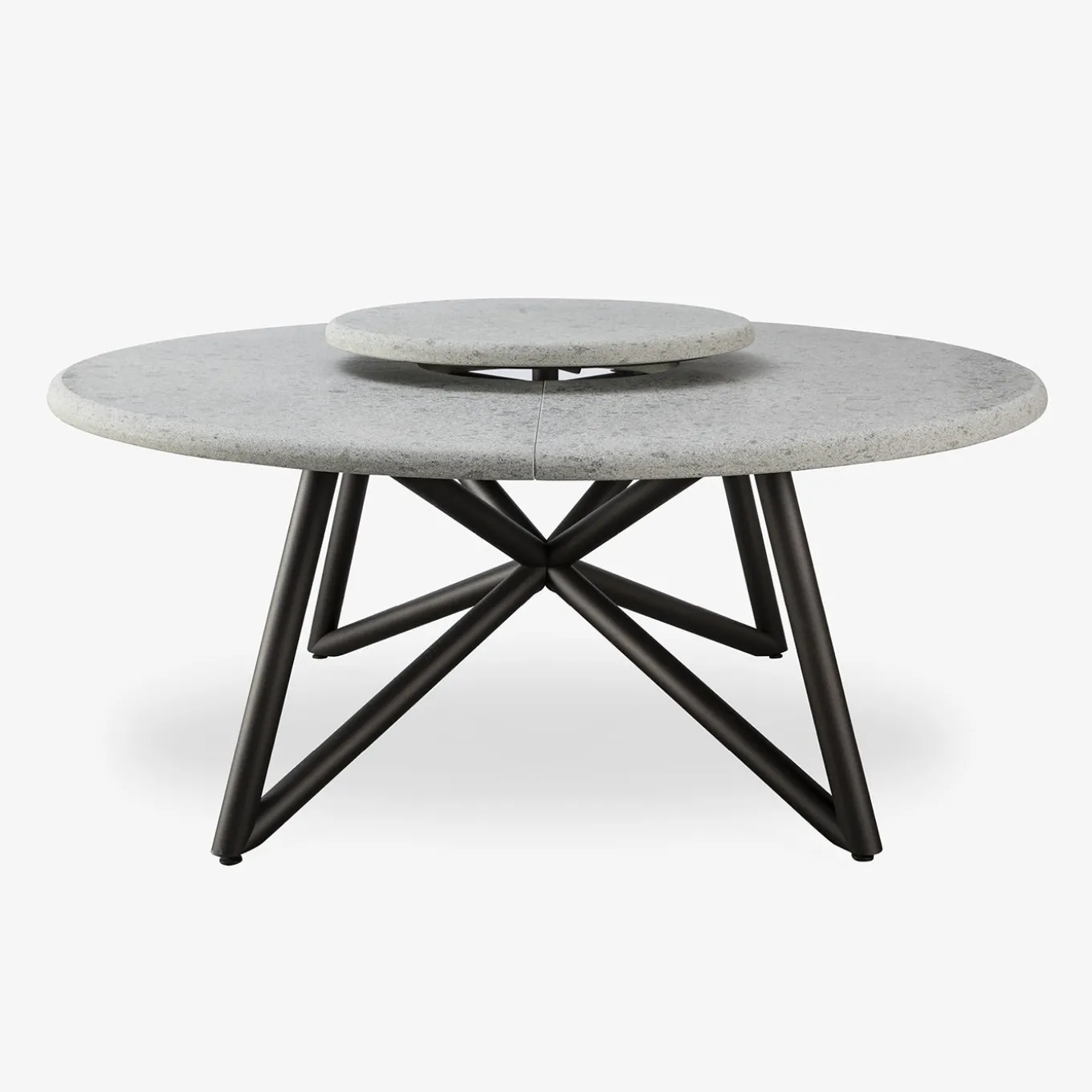 Hermu 180 Gray Peperino Stone Outdoor Dining Table