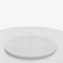 Hermu 230 round white carrara marble and white steel outdoor dining table