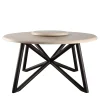 Hermu 150 Travertino Stone and Brown Steel Outdoor Dining Table