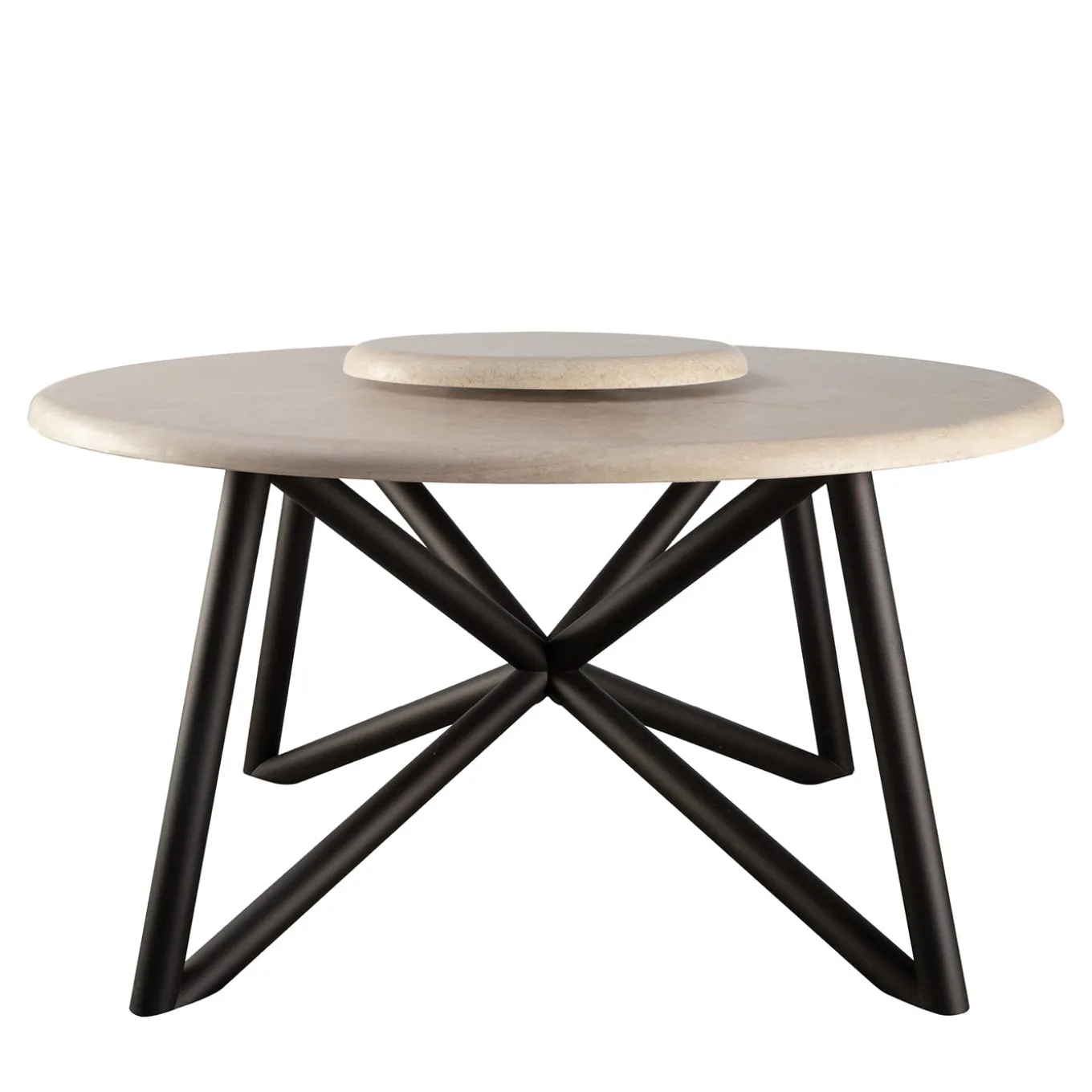 Hermu 150 Travertino Stone and Brown Steel Outdoor Dining Table