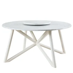 Hermu 150 white carrara marble and steel outdoor dining table