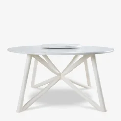 Hermu 150 white carrara marble and steel outdoor dining table