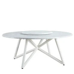 Hermu 180 white marble outdoor dining table