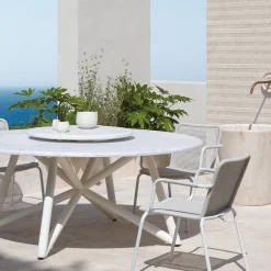 Hermu 180 white marble outdoor dining table