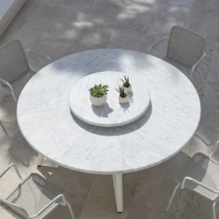Hermu 180 white marble outdoor dining table