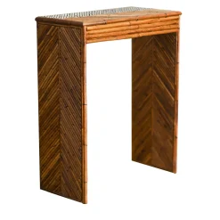 Herringbone-Patterned Bamboo Console