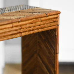 Herringbone-Patterned Bamboo Console
