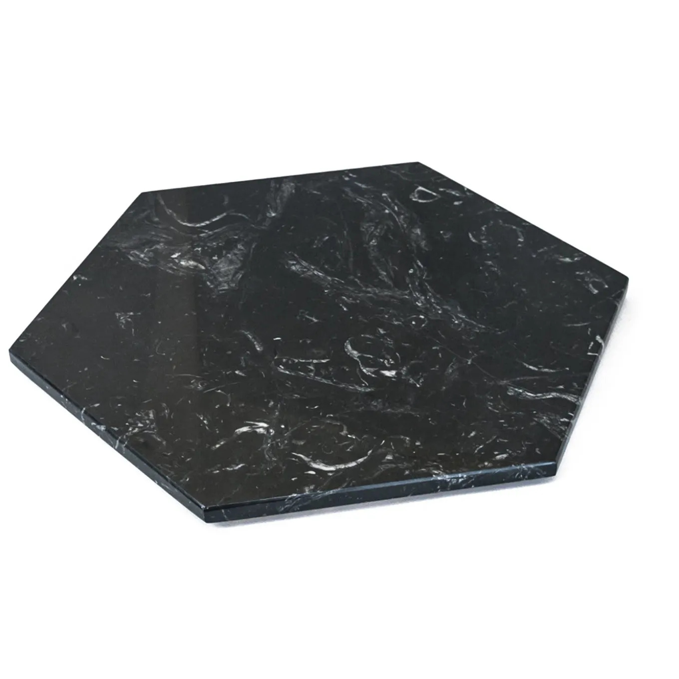Hexagonal Black Marble Plate