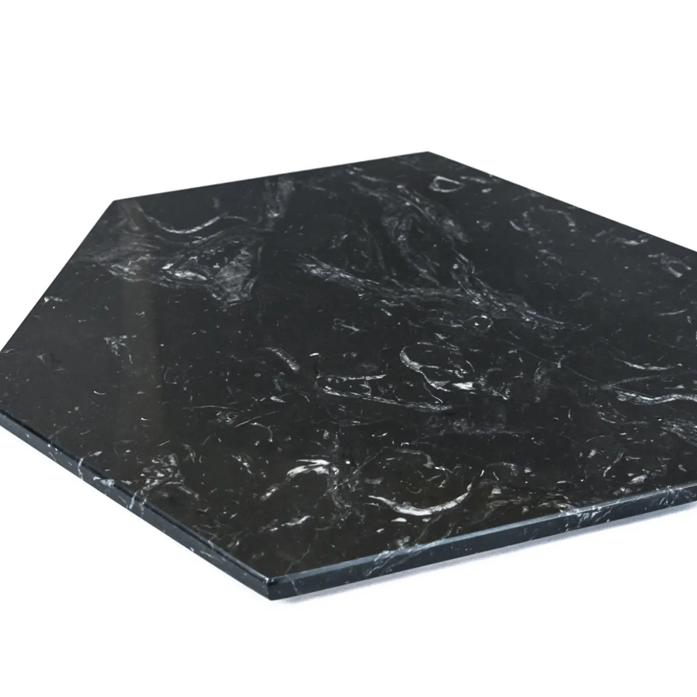 Hexagonal Black Marble Plate