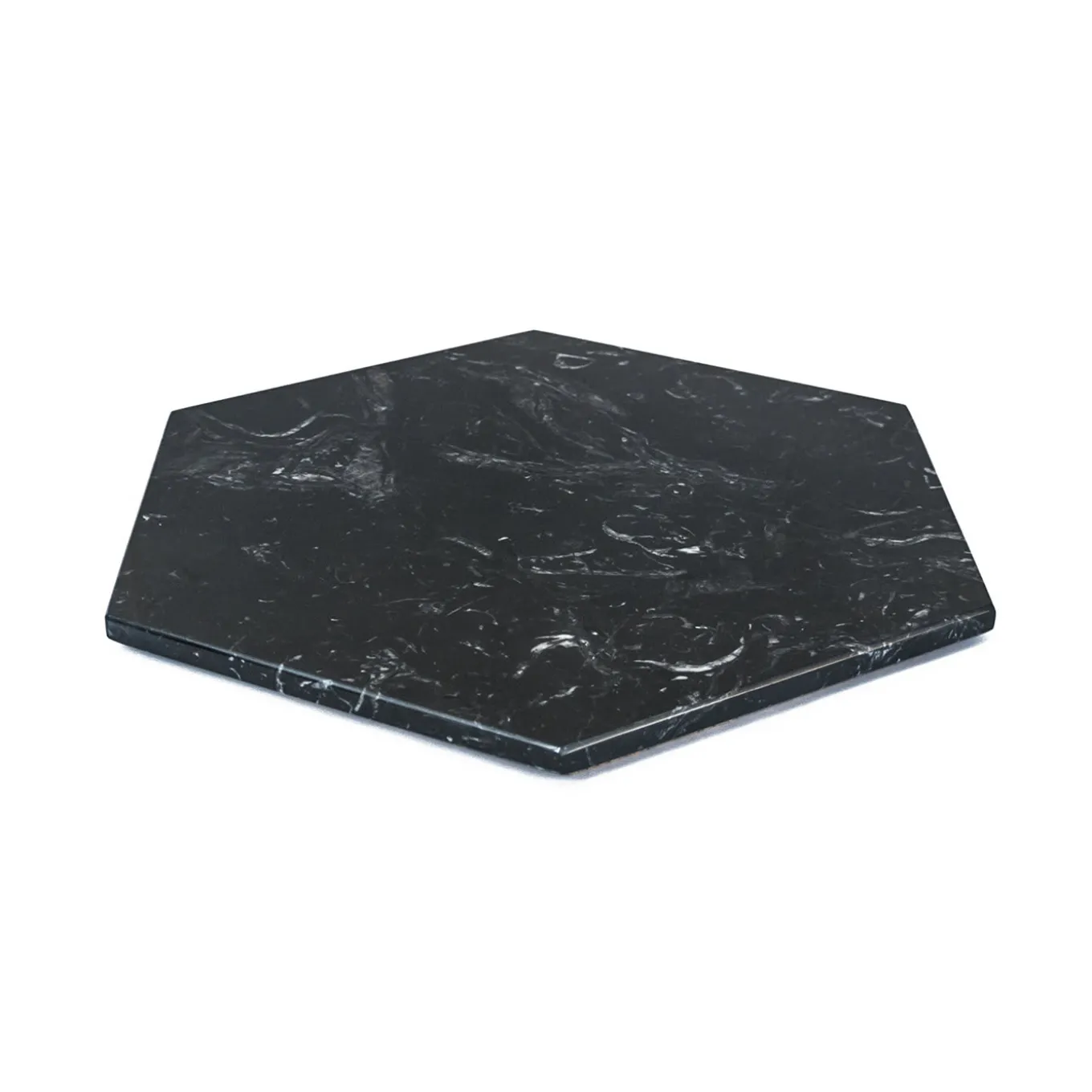 Hexagonal Black Marble Plate