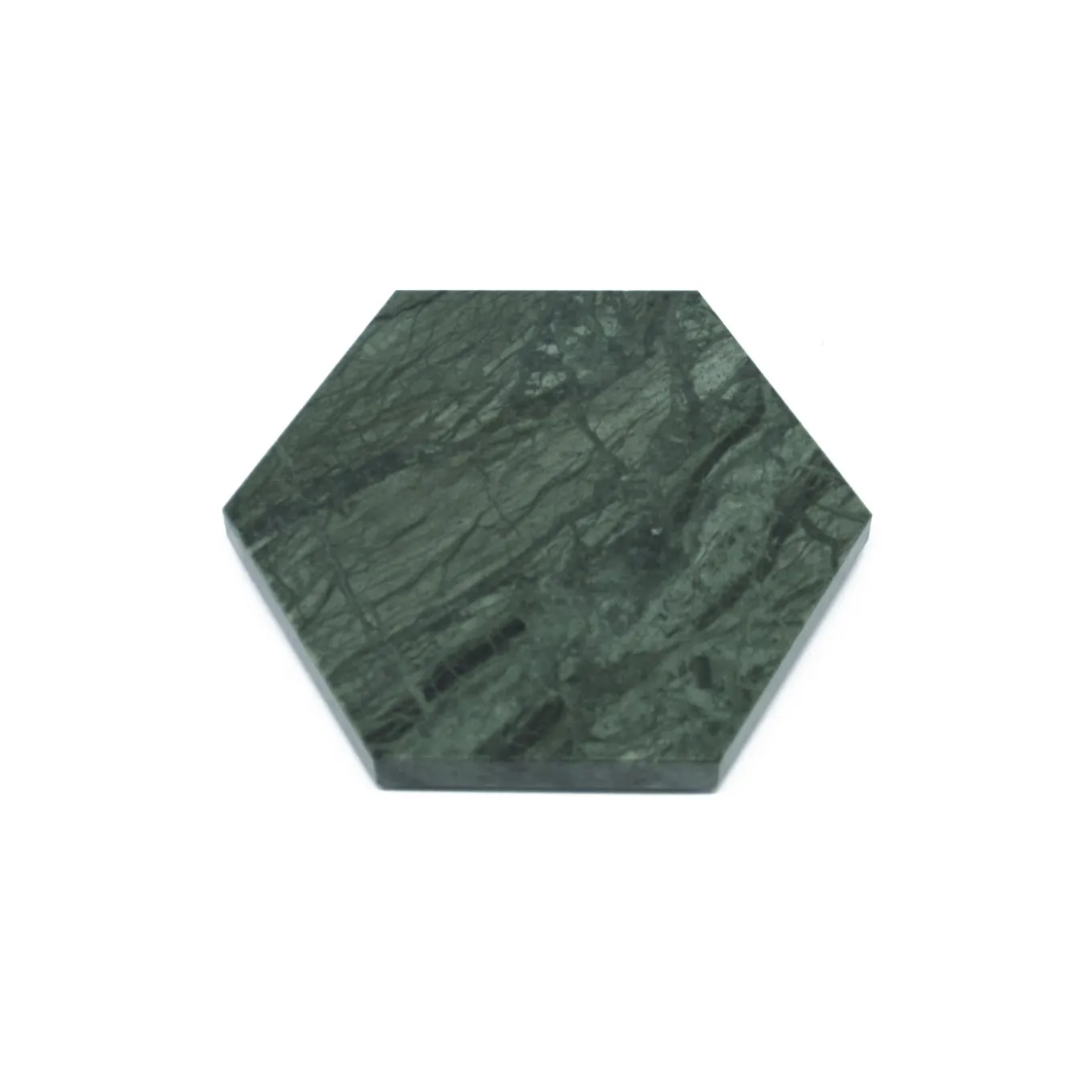 Hexagonal Green Marble Plate