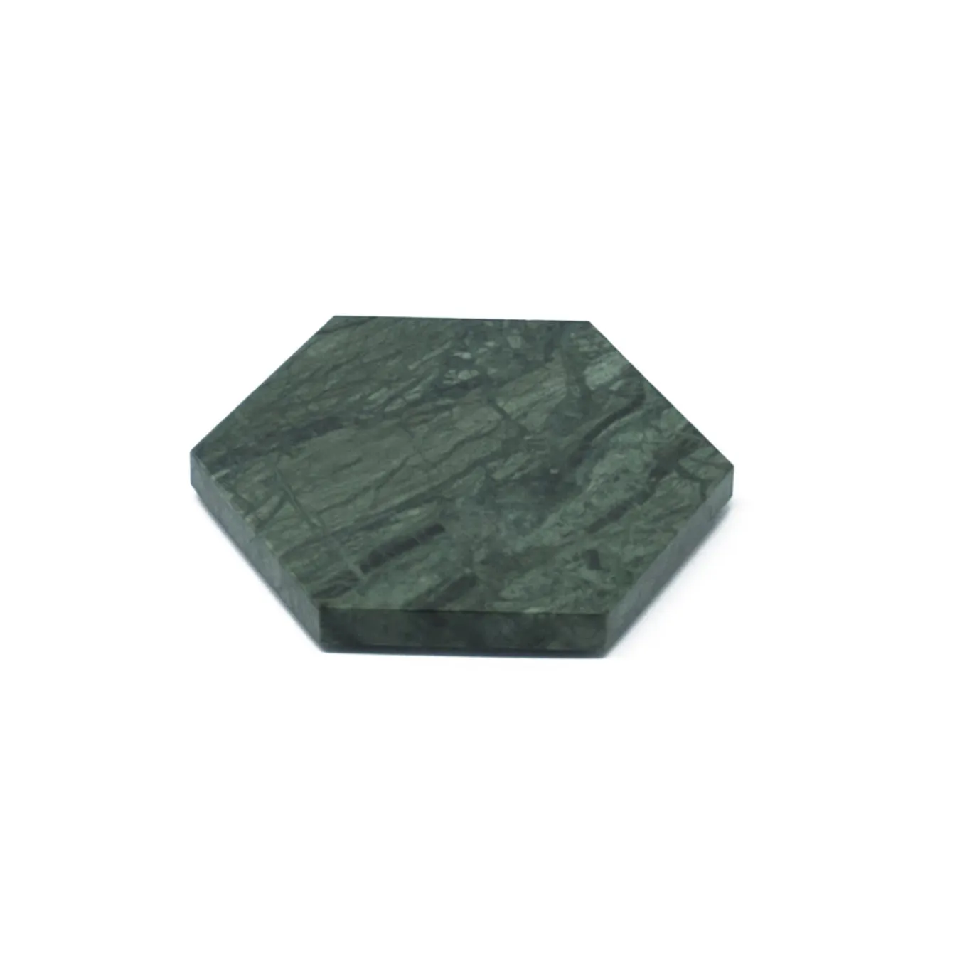 Hexagonal Green Marble Plate